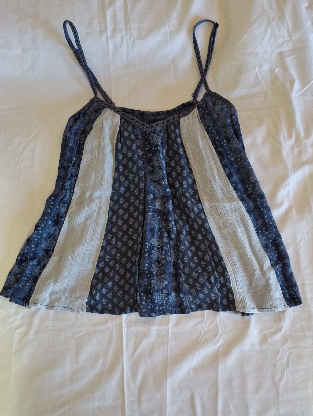 American Eagle Blue Paisley Floral Panel Cami Tank Top Small